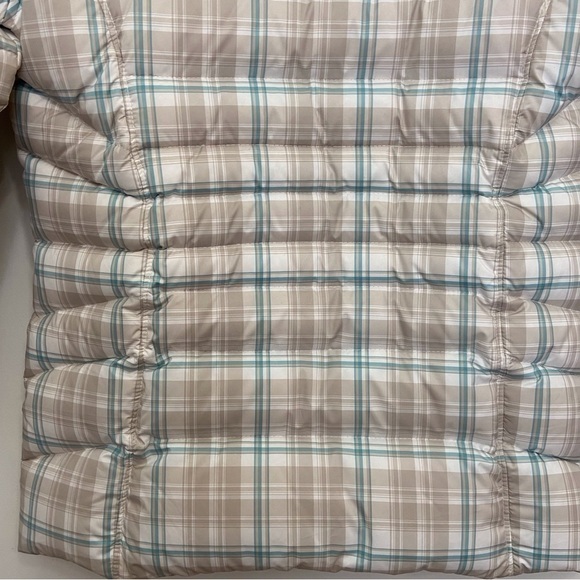 BEIGE ecru Woolrich down jacket puffer plaid ecru nude turquoise neutral - Picture 11 of 16